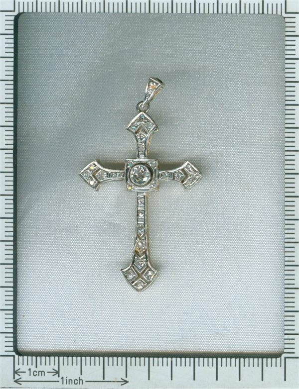 Vintage Art Deco Old European Cut Diamond Cross Pendant