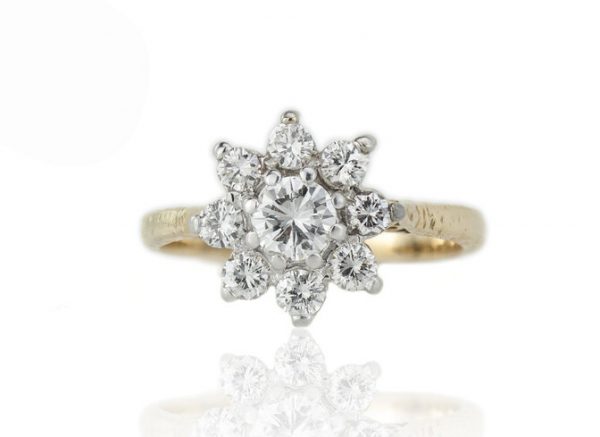 Vintage Boodles and Dunthorne 1.30ct Diamond Floral Cluster Ring, in 18ct yellow gold, with original box, Circa 1980-1990's