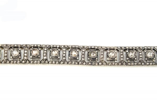 Antique Victorian 11.18ct Rose Cut Diamond Bracelet, 11.18 carat total, mounted in Silver and backed with 15ct Gold, Circa 1860s