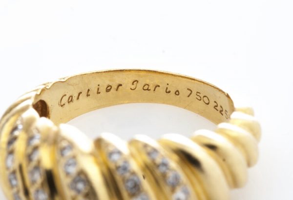 Cartier Vintage Diamond set 18ct Yellow Gold Ring, 0.78 carat total, Fully hallmarked Cartier Paris 750, with original box