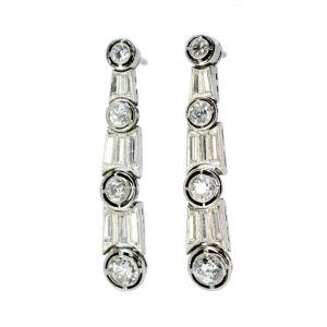 Antique Art Deco 3ct Diamond Platinum Earrings