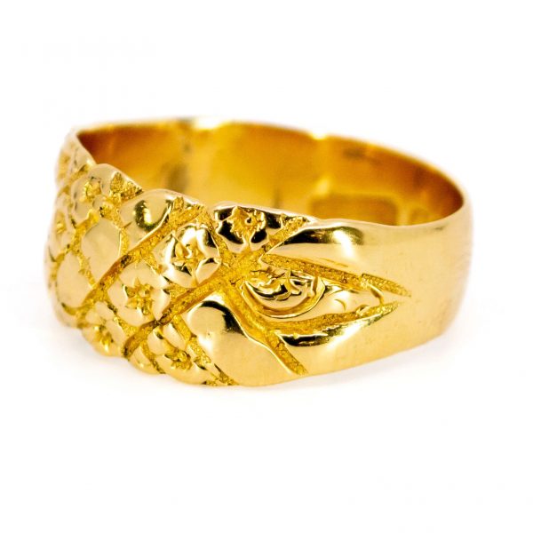 Antique Art Nouveau Floral Gold Band Ring