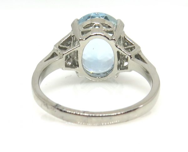Vintage Oval Aquamarine and Diamond Dress Ring