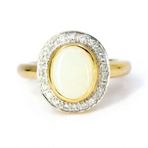 Vintage Style 1.50ct Opal and Diamond Cluster Ring