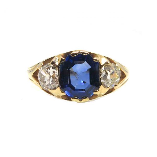 ntique Victorian 2ct Sapphire and Diamond Ring
