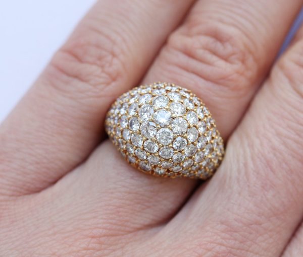 Cartier Vintage Kurt Wayne 3.5ct Diamond Bombe Ring, in 18ct yellow gold; pavé set with brilliant cut diamonds, Signed and numbered, Circa 1980