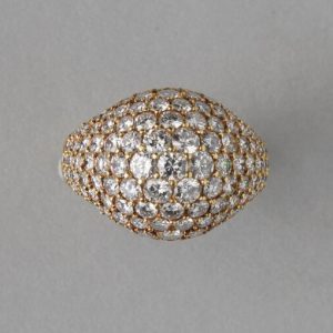 Cartier Vintage Kurt Wayne 3.5ct Diamond Bombe Ring, in 18ct yellow gold; pavé set with brilliant cut diamonds, Signed and numbered, Circa 1980