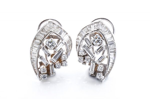6ct Diamond Day and Evening Detachable Earrings; set with 6.00 carats of baguette-cut and round brilliant-cut diamonds, in 18ct white gold.