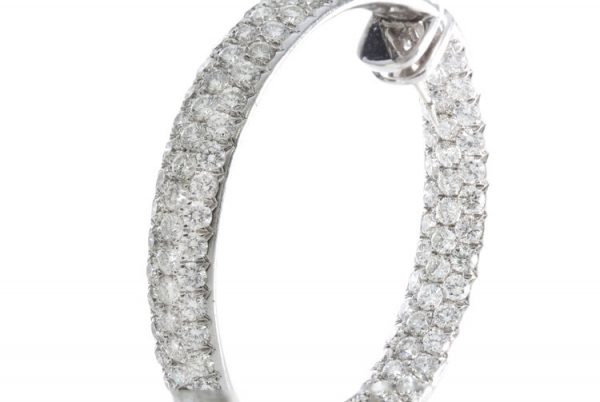 8.19ct Diamond Hoop Earrings, in 18ct white gold with pierced heart detail