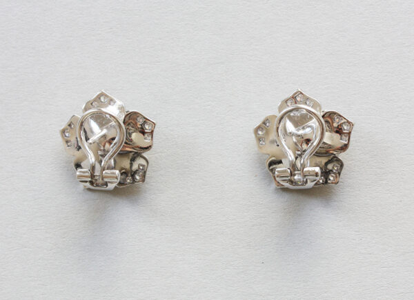 Diamond, Pearl and Enamel Lotus Flower Stud Earrings