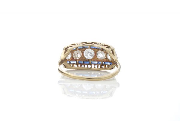 Art Deco Old Cut Diamond and Sapphire Dress Ring, Circa 1920s