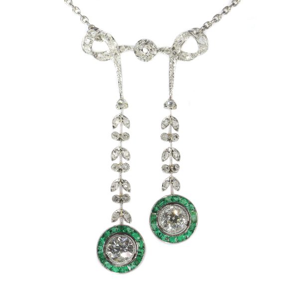 Art Deco emerald and diamond negligee necklace
