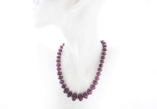 Vintage French Natural Ruby and 18ct Yellow Gold Beaded Necklace, Circa 1950s