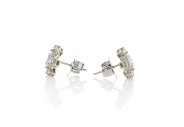 Vintage Rose Cut Diamond Cluster Stud Earrings; central 0.50ct rose cut diamond surrounded by round brilliant cut diamonds, 1.48 carat total, 18ct white gold