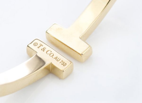 Tiffany and Co 18ct Yellow Gold Double T-Bar Bangle with 1.60cts Princess Cut Diamonds