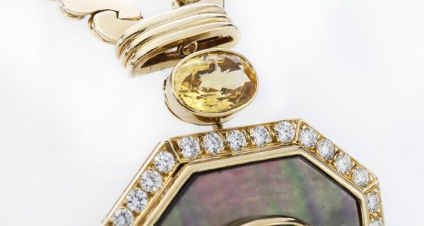 Van Cleef & Arpels Sapphire, Mother of Pearl, Diamond and Gold Necklace