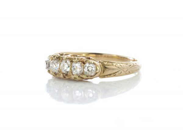 Antique Victorian Old Cut Diamond Five Stone Ring