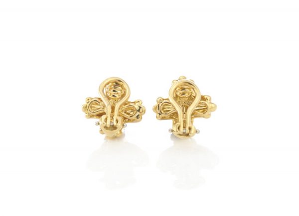 Tiffany and Co 18ct Yellow Gold Domed Cross Clip On Earrings