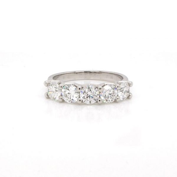 1.70ct Diamond Five Stone Ring; five round brilliant-cut diamonds, 1.70 carat total, claw-set, mounted in platinum.