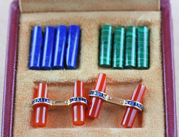 Sapphire, Lapis Lazuli, Malachite, Turquoise and Onyx Interchangeable Cufflinks