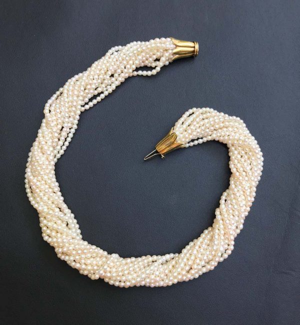 18ct Yellow Gold Pearl Collier Torsade Necklace