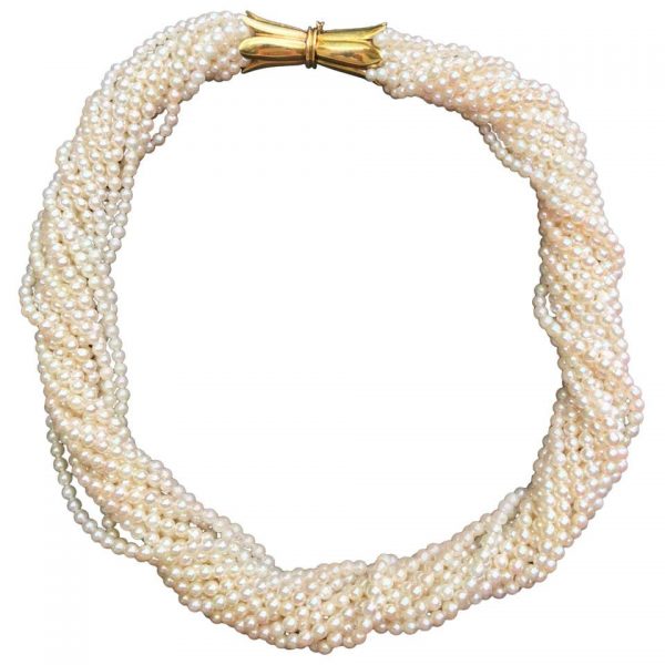 18ct Yellow Gold Pearl Collier Torsade Necklace