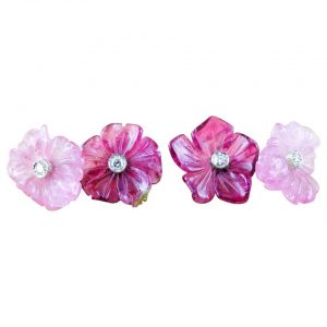 Diamond Set Tourmaline Pink Rose 18 Carat White Gold Cufflinks