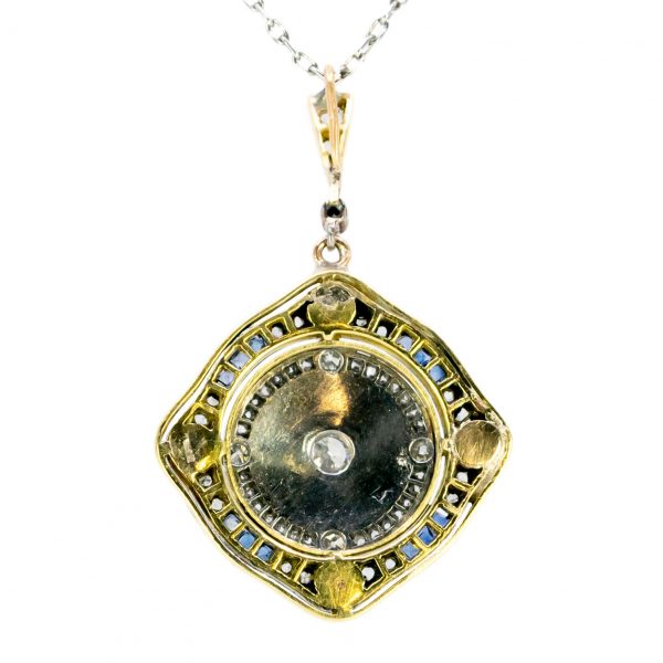Antique Art Deco Diamond, Pearl and Sapphire Pendant