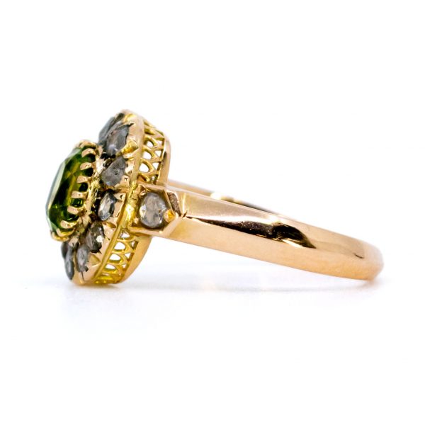 Antique Victorian Peridot and Rose Diamond Ring