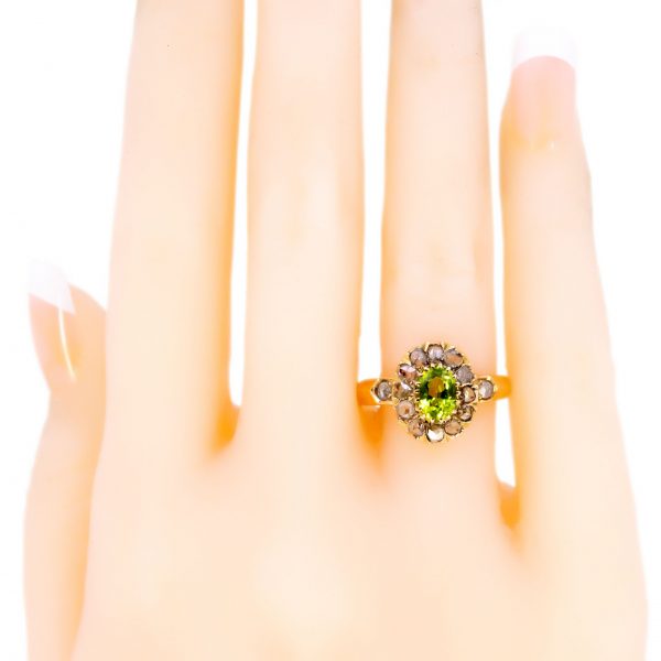Antique Victorian Peridot and Rose Diamond Ring