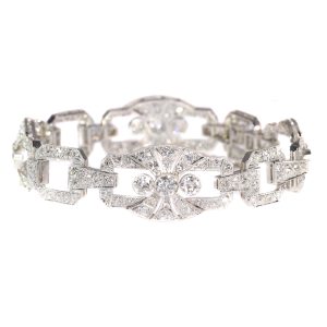 Art Deco platinum diamond bracelet 9 60 crt total diamond weight-en