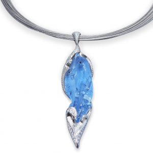 Dancing Dolphin Aquamarine and Diamond Pendant