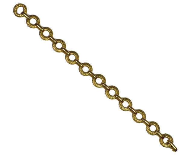 Vintage Gold Georges Lenfant Vinatge French 18ct Yellow Gold Textured Link Bracelet, Circa 1960's 