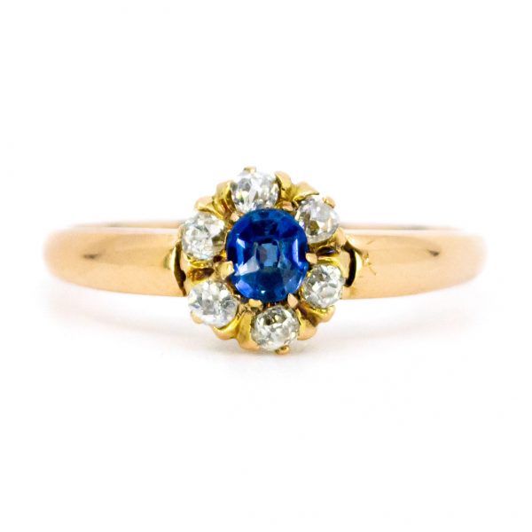 Victorian Antique Sapphire and Old Mine Cut Ring