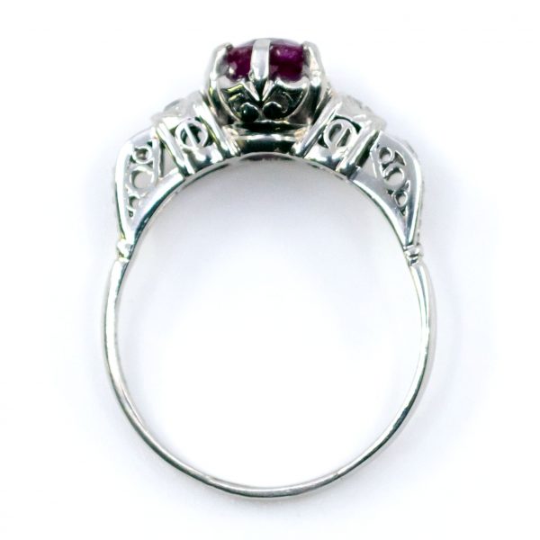 Vintage 0.60ct Ruby and Diamond Platinum Ring