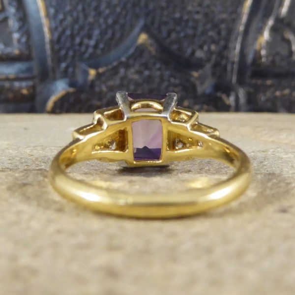 Vintage Amethyst and Diamond 18ct Gold and Platinum Ring