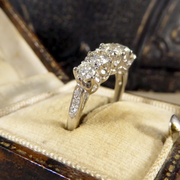 1.30ct Diamond Five Stone Ring with Diamond Shoulders