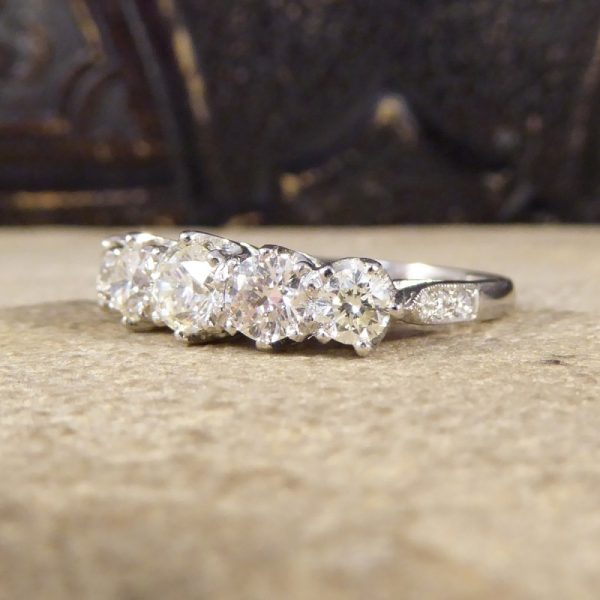 1.30ct Diamond Five Stone Ring with Diamond Shoulders