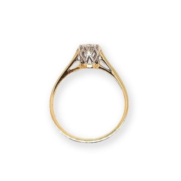 Vintage 0.35ct Diamond Solitaire Engagement Ring; featuring a sparkling single 6 claw set diamond, H/I colour, SI clarity, in 18ct yellow gold