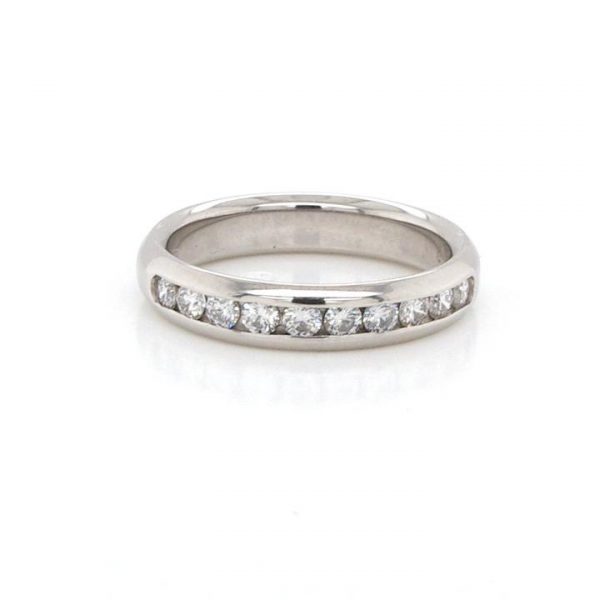 Diamond and Platinum Half Eternity Ring, channel-set with ten sparkling round brilliant cut diamonds, 0.50 carat total
