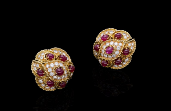 Cartier Ruby and Diamond Vintage Clip Earrings