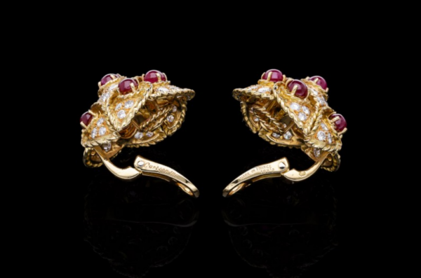 Cartier Ruby and Diamond Vintage Clip Earrings