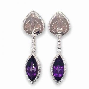 Fine Amethyst diamond drop earrings
