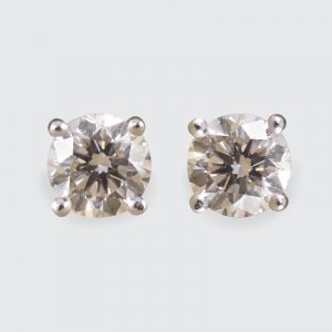 Modern 2.12ct Brilliant Cut Diamond Stud Earrings