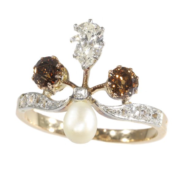 Antique Belle Epoque Fleur-De-Lis Diamond Ring
