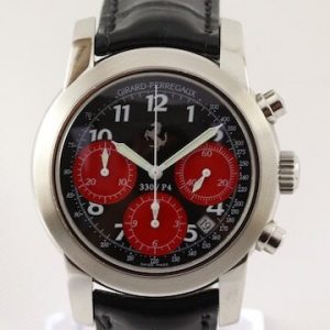 Girard Perregaux Ferrari 8028 Limited Edition 40mm Stainless Steel Automatic Chronograph Gents Watch; with black dial, chronograph and date functions and sapphire crystal, on a Girard Perregaux black leather strap with buckle