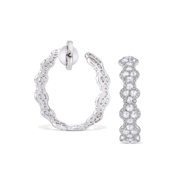 Rose Cut Diamond Hoop Earrings, 5.00 carats, in 18ct white gold