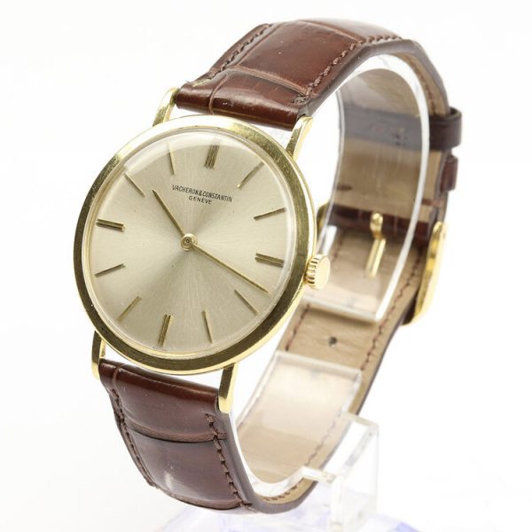Vacheron Constantin Vintage Gents Thin 18ct Yellow Gold Manual 1960s Watch, on a brown leather strap