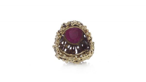 Vintage 4ct Cabochon Burmese Ruby, Diamond and 18ct Gold Cocktail Ring, Circa 1950-1970
