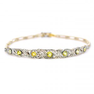 Antique Art Deco Yellow Sapphire and Diamond Bracelet